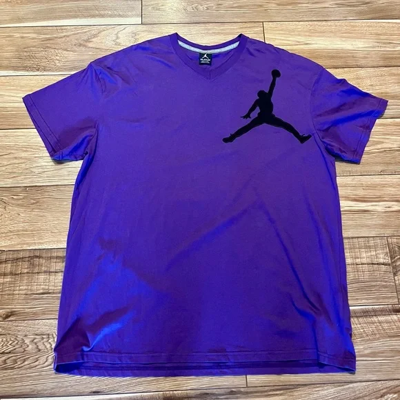 Jordan Jumpman Embroidered V-Neck Athletic Tee with Jump Logo - Picture 1 of 4